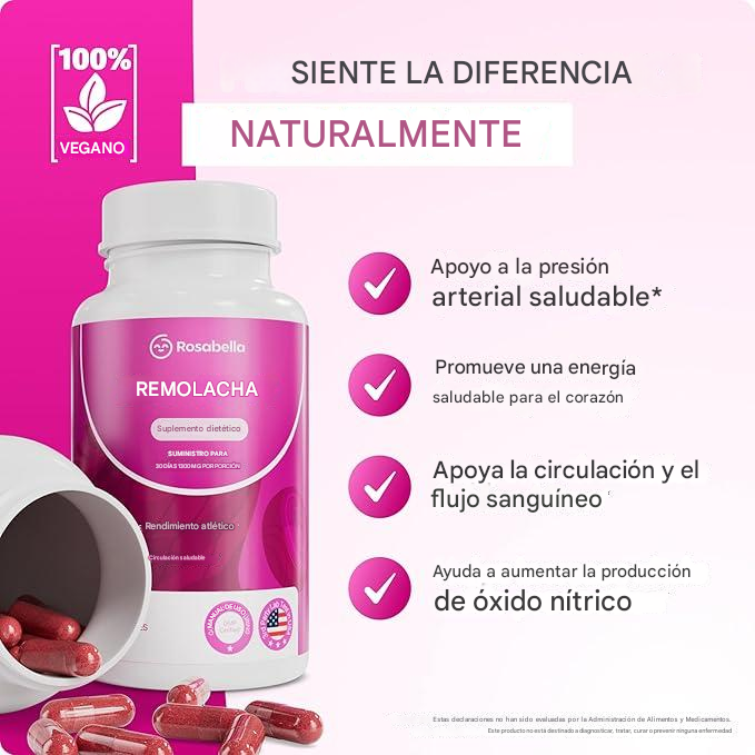 Beetroot Rosabella Cápsulas 1300 mg