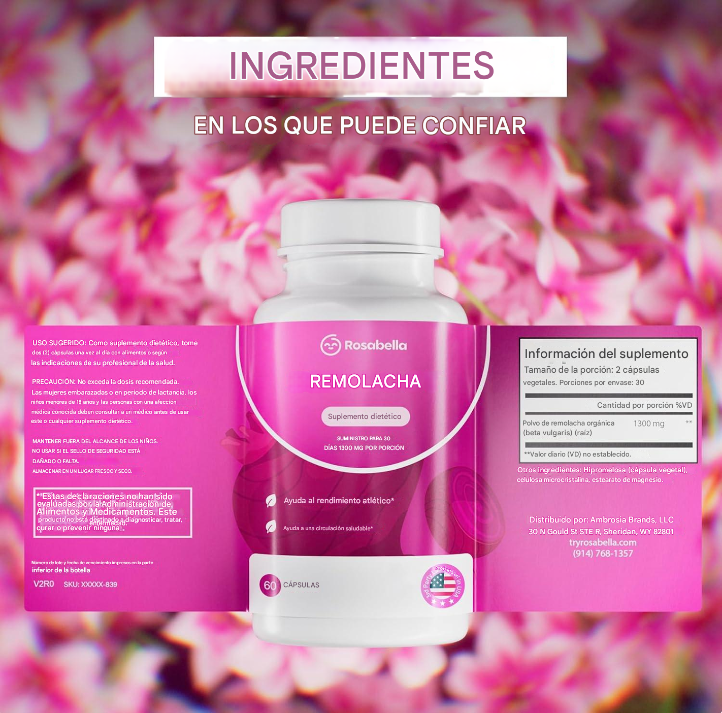 Beetroot Rosabella Cápsulas 1300 mg